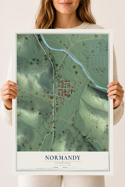 Map of Normandy, Tennessee, 18 x 24 inch unframed archival matte print