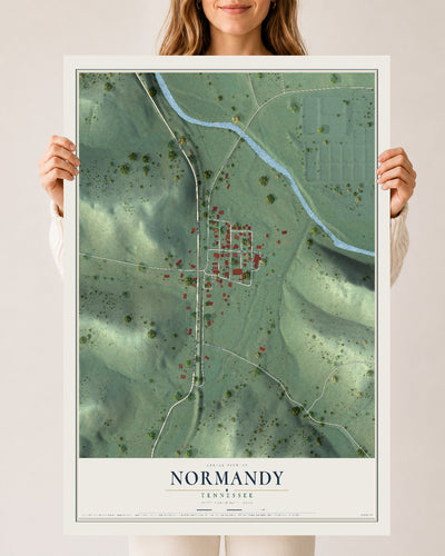 Map of Normandy, Tennessee, 24 x 36 inch unframed archival matte print