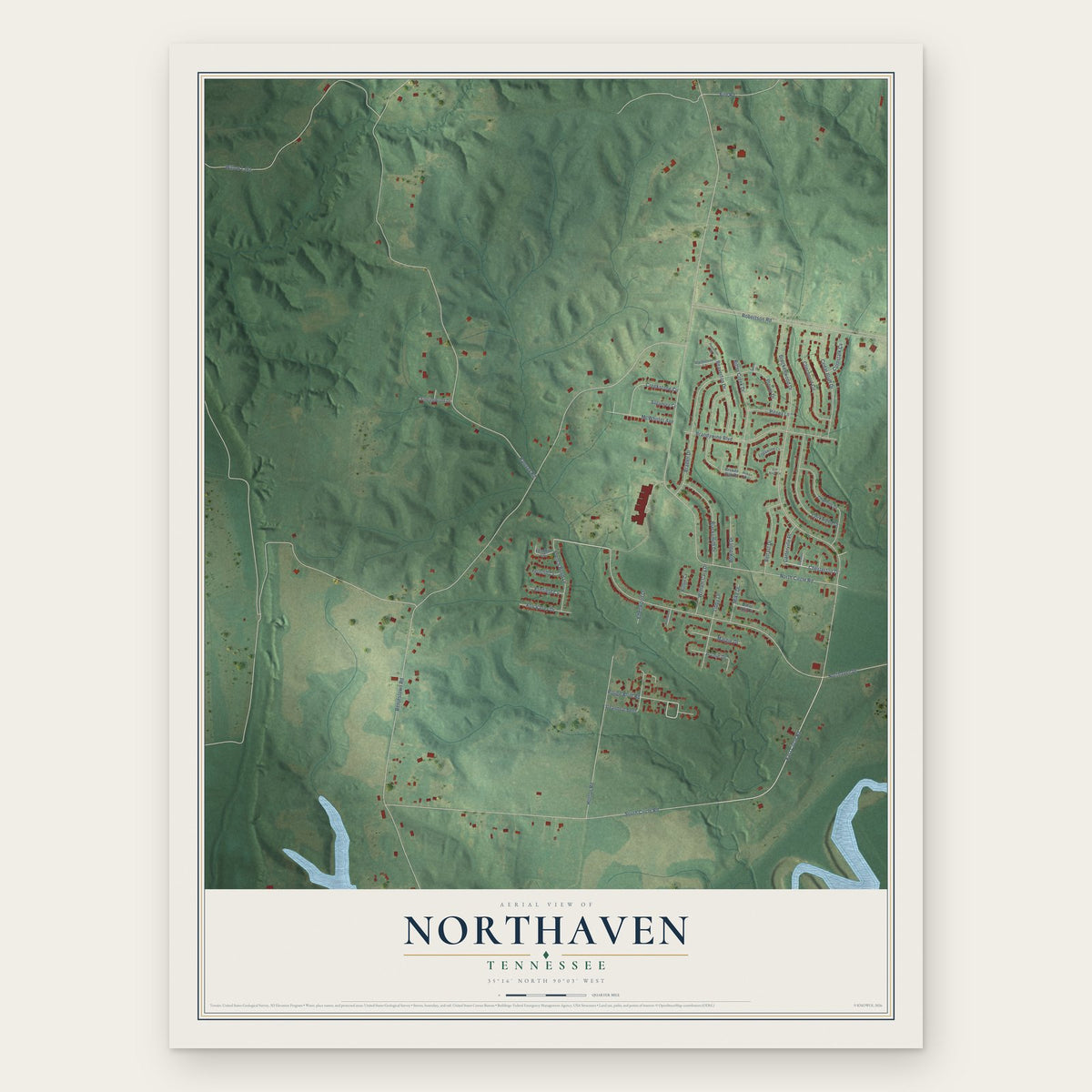Northaven, Tennessee map print, the full design