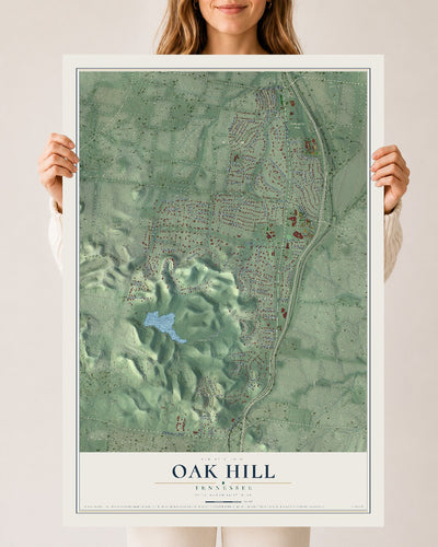 Map of Oak Hill, Tennessee, 24 x 36 inch unframed archival matte print