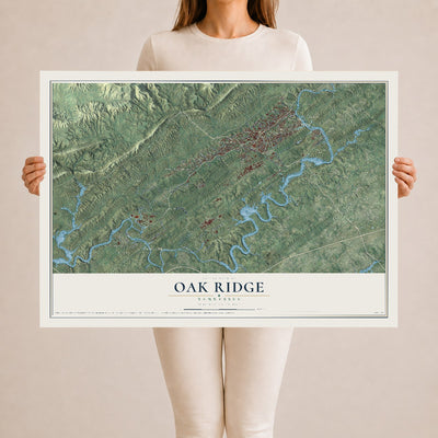 Map of Oak Ridge, Tennessee, 24 x 36 inch unframed archival matte print