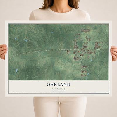 Map of Oakland, Tennessee, 18 x 24 inch unframed archival matte print