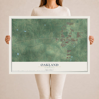 Map of Oakland, Tennessee, 24 x 36 inch unframed archival matte print