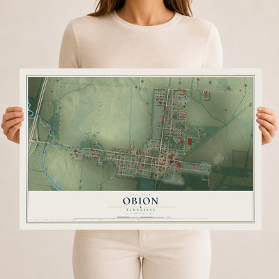 Map of Obion, Tennessee, 12 x 18 inch unframed archival matte print