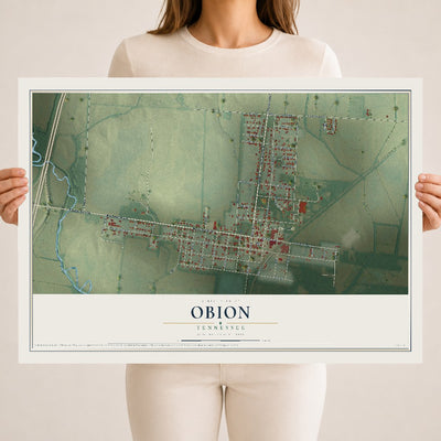 Map of Obion, Tennessee, 18 x 24 inch unframed archival matte print