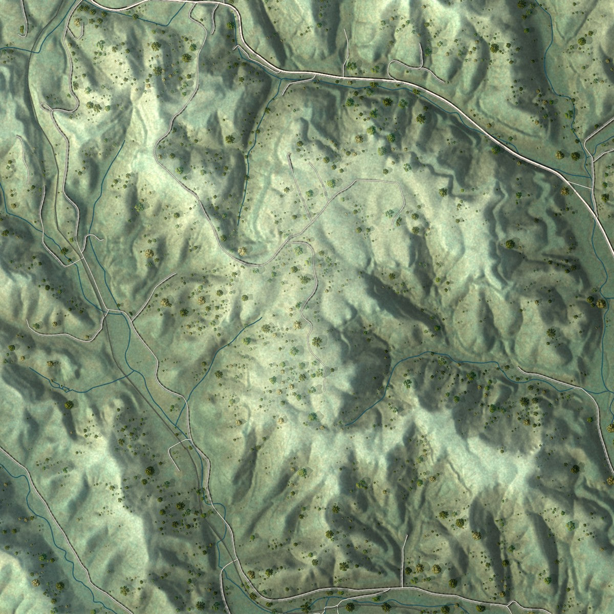 Second close-up of the map of Oneida, Tennessee print showing more streets and buildings