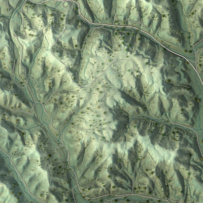 Second close-up of the map of Oneida, Tennessee print showing more streets and buildings