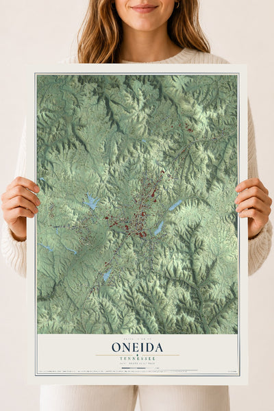 Map of Oneida, Tennessee, 18 x 24 inch unframed archival matte print