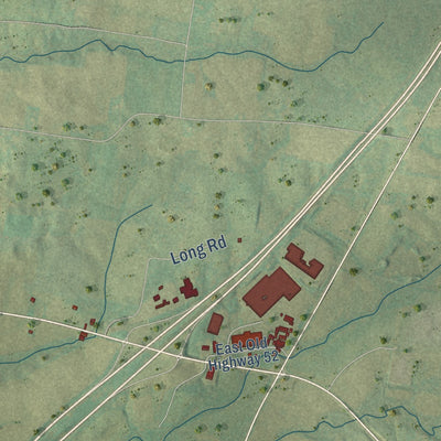 Second close-up of the map of Orlinda, Tennessee print showing more streets and buildings