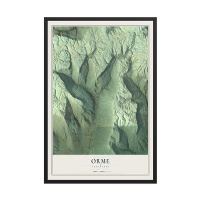 Map of Orme, Tennessee, 12 x 18 inch print in a black wood frame