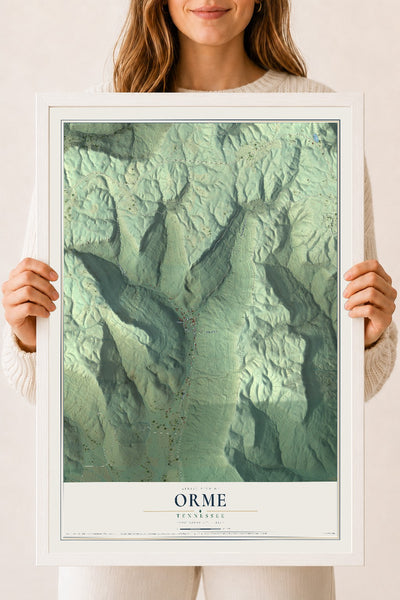 Map of Orme, Tennessee, 18 x 24 inch print in a white wood frame
