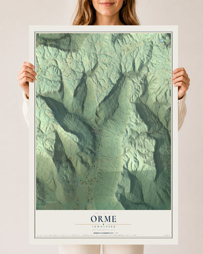 Map of Orme, Tennessee, 24 x 36 inch unframed archival matte print
