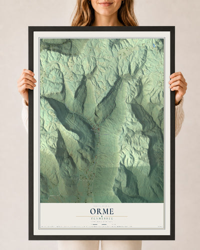 Map of Orme, Tennessee, 24 x 36 inch print in a black wood frame