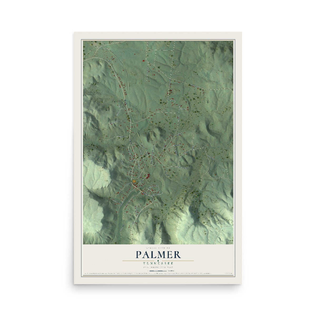 Map of Palmer, Tennessee, 12 x 18 inch unframed archival matte print