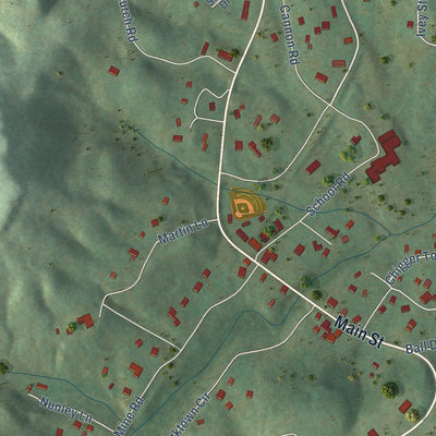 Close-up of the map of Palmer, Tennessee print showing street and building detail