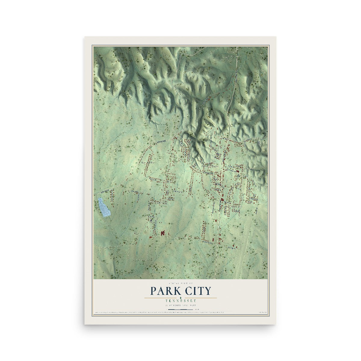 Map of Park City, Tennessee, 12 x 18 inch unframed archival matte print