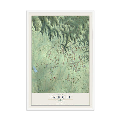 Map of Park City, Tennessee, 12 x 18 inch print in a white wood frame