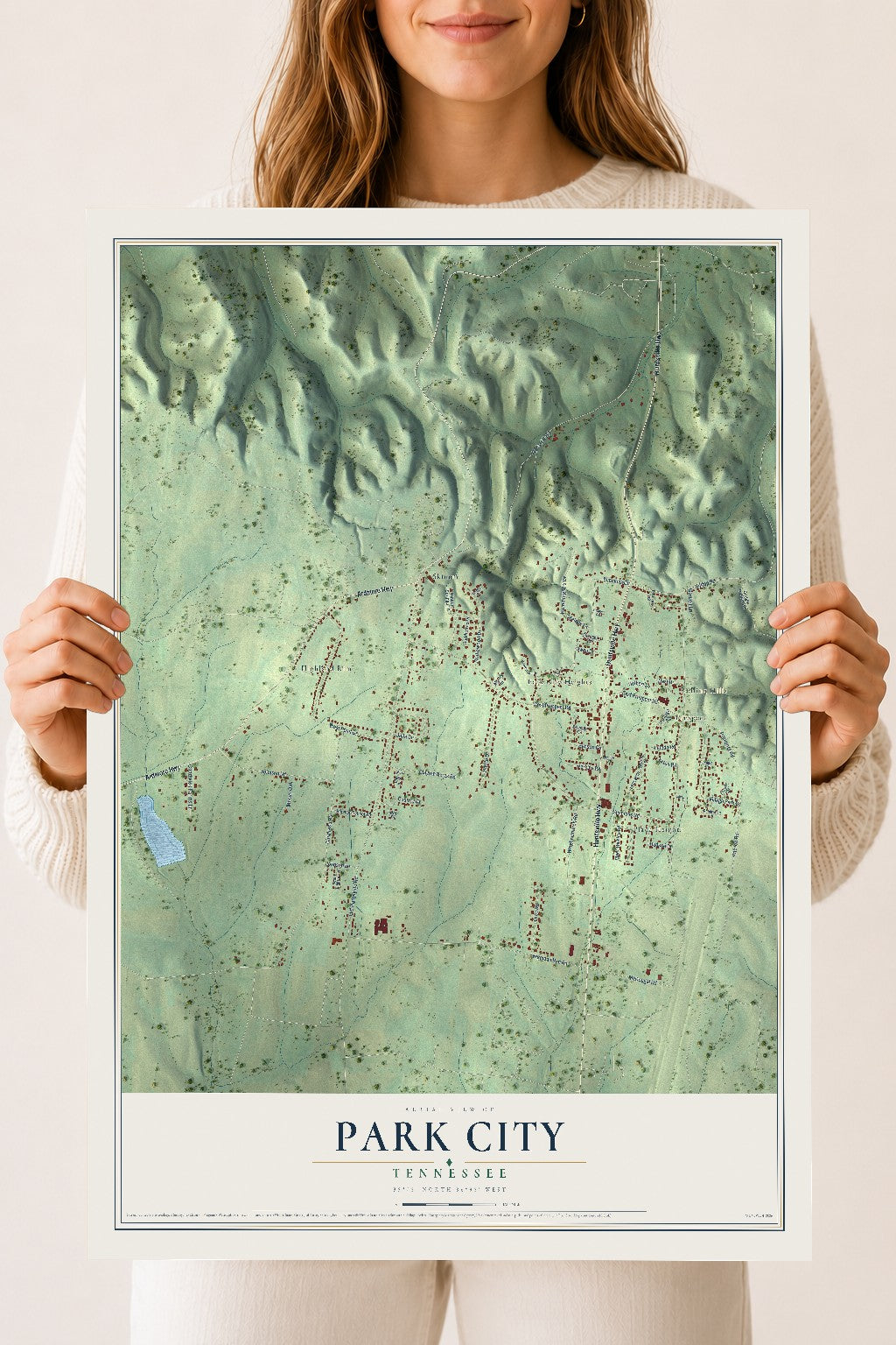 Map of Park City, Tennessee, 18 x 24 inch unframed archival matte print