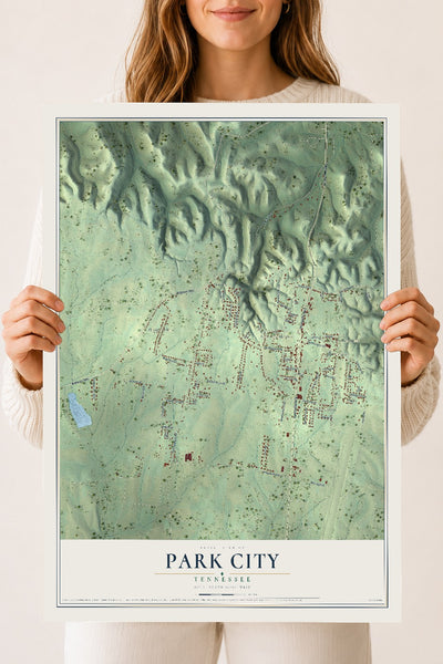 Map of Park City, Tennessee, 18 x 24 inch unframed archival matte print