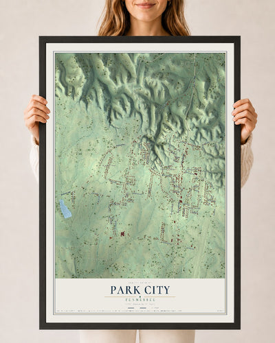 Map of Park City, Tennessee, 24 x 36 inch print in a black wood frame