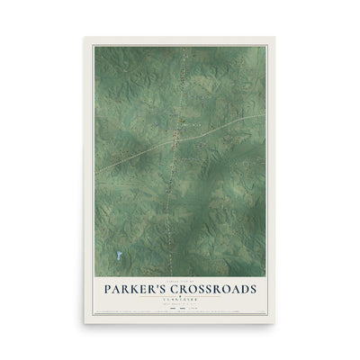 Map of Parker's Crossroads, Tennessee, 12 x 18 inch unframed archival matte print