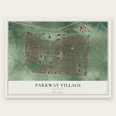 Parkway Village, Tennessee map print, the full design