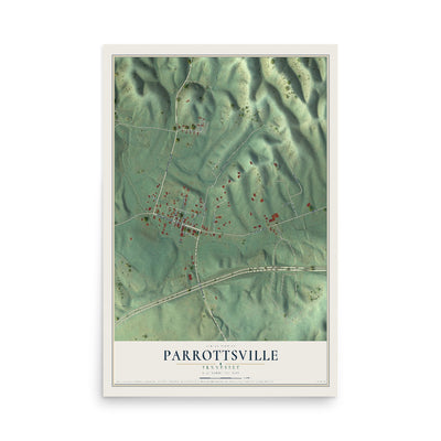 Map of Parrottsville, Tennessee, 12 x 18 inch unframed archival matte print