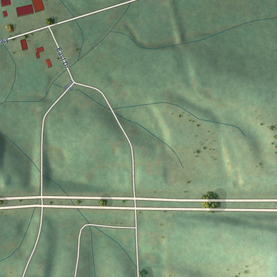 Second close-up of the map of Parrottsville, Tennessee print showing more streets and buildings