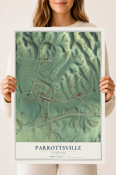 Map of Parrottsville, Tennessee, 18 x 24 inch unframed archival matte print