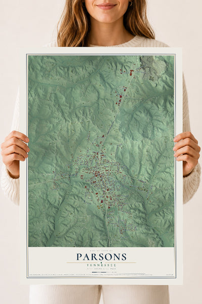 Map of Parsons, Tennessee, 18 x 24 inch unframed archival matte print
