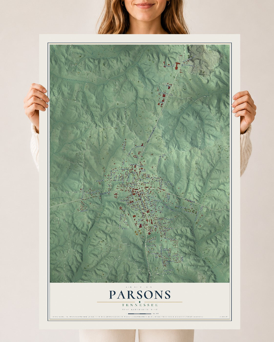 Map of Parsons, Tennessee, 24 x 36 inch unframed archival matte print