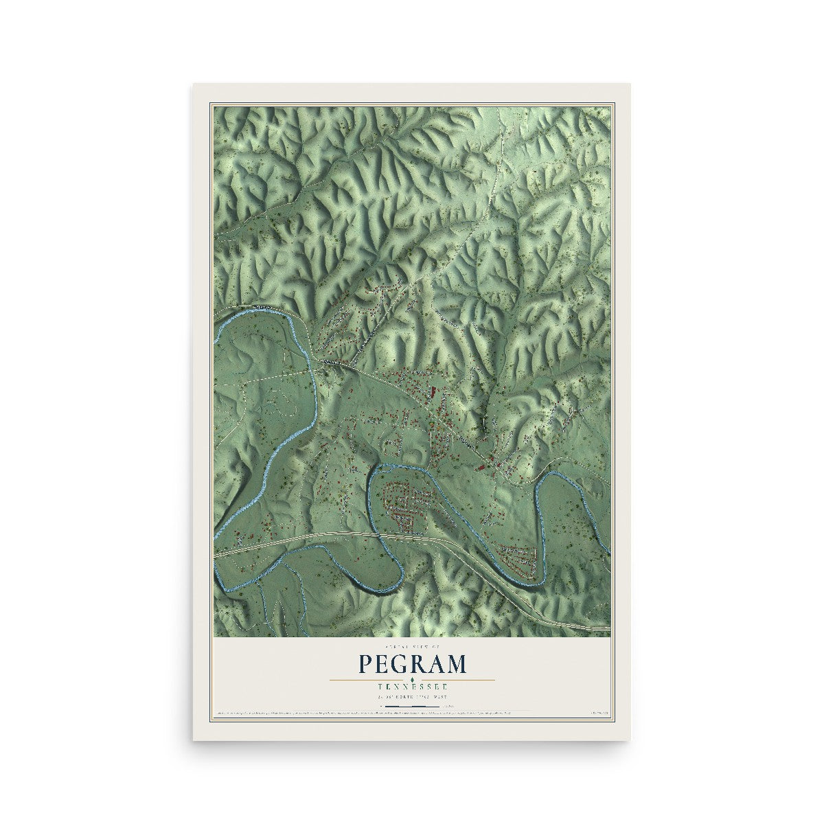 Map of Pegram, Tennessee, 12 x 18 inch unframed archival matte print