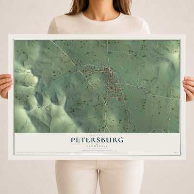 Map of Petersburg, Tennessee, 18 x 24 inch unframed archival matte print