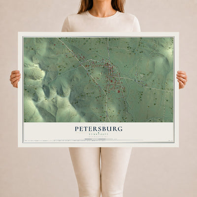 Map of Petersburg, Tennessee, 24 x 36 inch unframed archival matte print