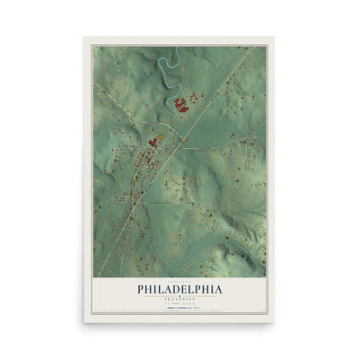 Map of Philadelphia, Tennessee, 12 x 18 inch unframed archival matte print