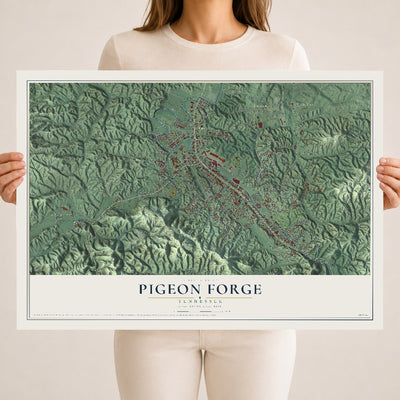 Map of Pigeon Forge, Tennessee, 18 x 24 inch unframed archival matte print