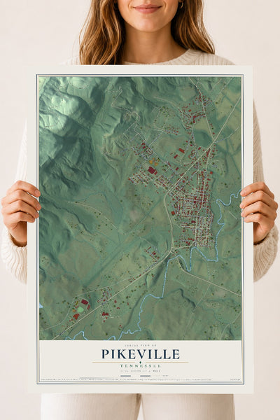 Map of Pikeville, Tennessee, 18 x 24 inch unframed archival matte print