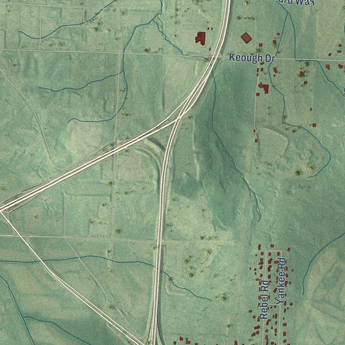 Second close-up of the map of Piperton, Tennessee print showing more streets and buildings