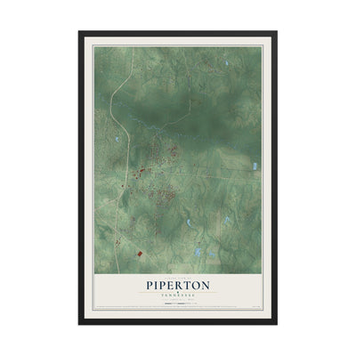 Map of Piperton, Tennessee, 12 x 18 inch print in a black wood frame