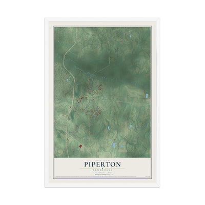 Map of Piperton, Tennessee, 12 x 18 inch print in a white wood frame