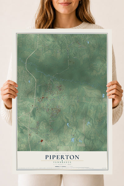 Map of Piperton, Tennessee, 18 x 24 inch unframed archival matte print