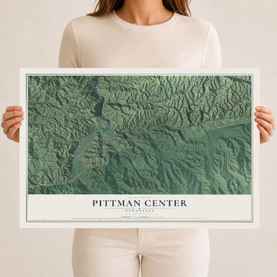 Map of Pittman Center, Tennessee, 12 x 18 inch unframed archival matte print