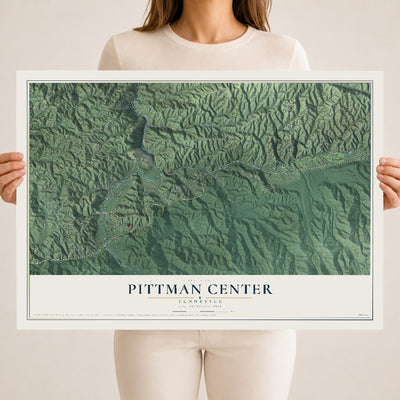 Map of Pittman Center, Tennessee, 18 x 24 inch unframed archival matte print