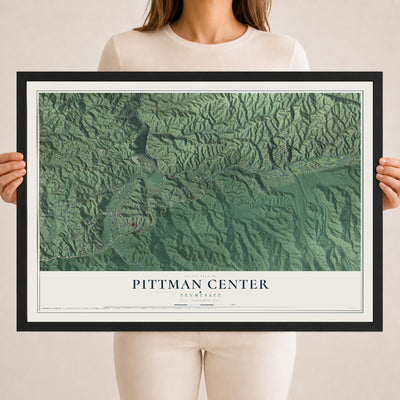 Map of Pittman Center, Tennessee, 18 x 24 inch print in a black wood frame