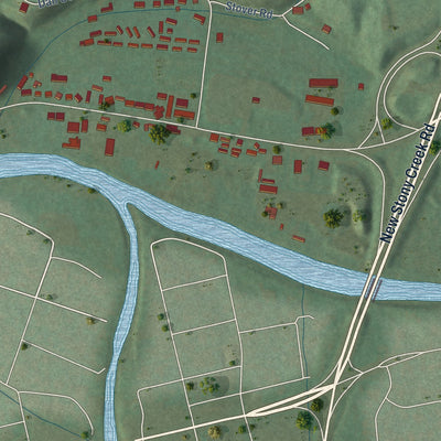 Second close-up of the map of Biltmore, Tennessee print showing more streets and buildings