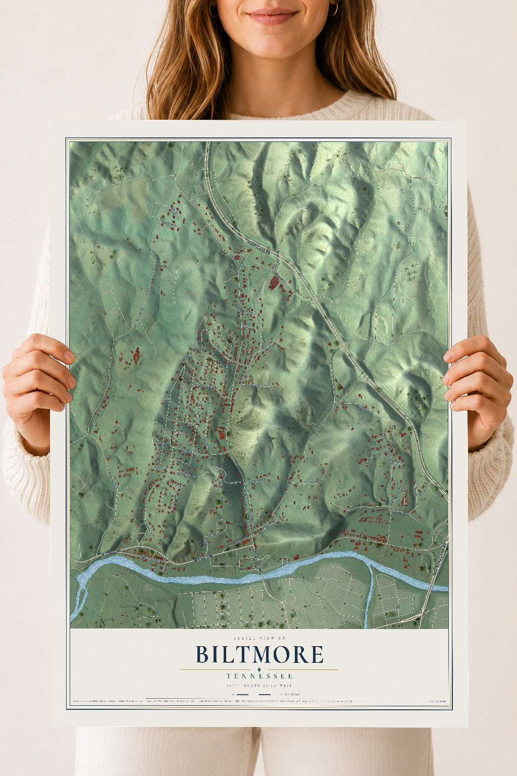 Map of Biltmore, Tennessee, 18 x 24 inch unframed archival matte print