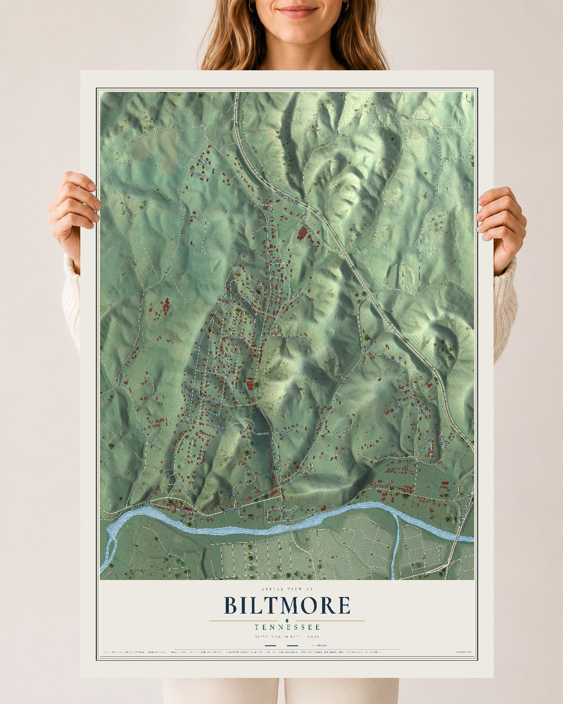 Map of Biltmore, Tennessee, 24 x 36 inch unframed archival matte print