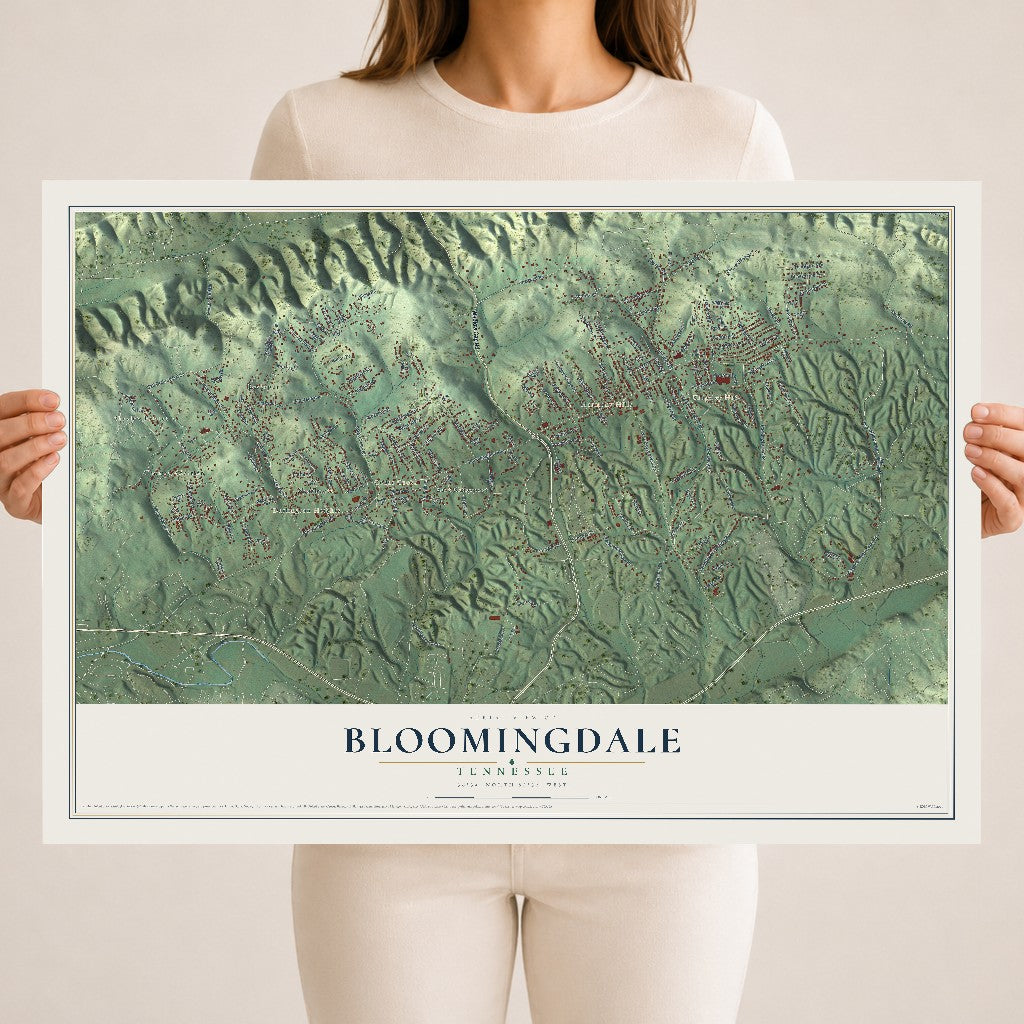 Map of Bloomingdale, Tennessee, 18 x 24 inch unframed archival matte print