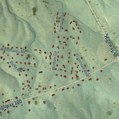 Close-up of the map of Bon Aqua Junction, Tennessee print showing street and building detail