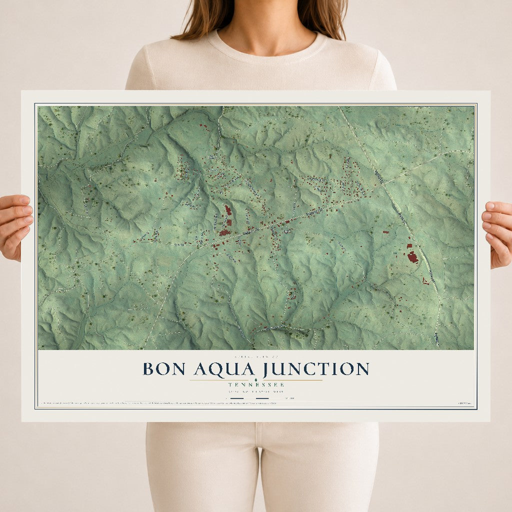 Map of Bon Aqua Junction, Tennessee, 18 x 24 inch unframed archival matte print